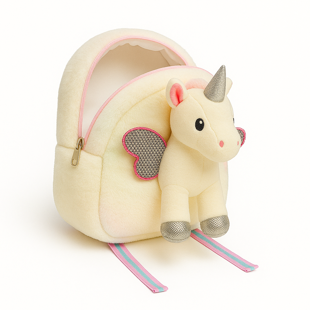 Magical Explorers: Unicorn & Astronaut Soft Fur Bag for Kids