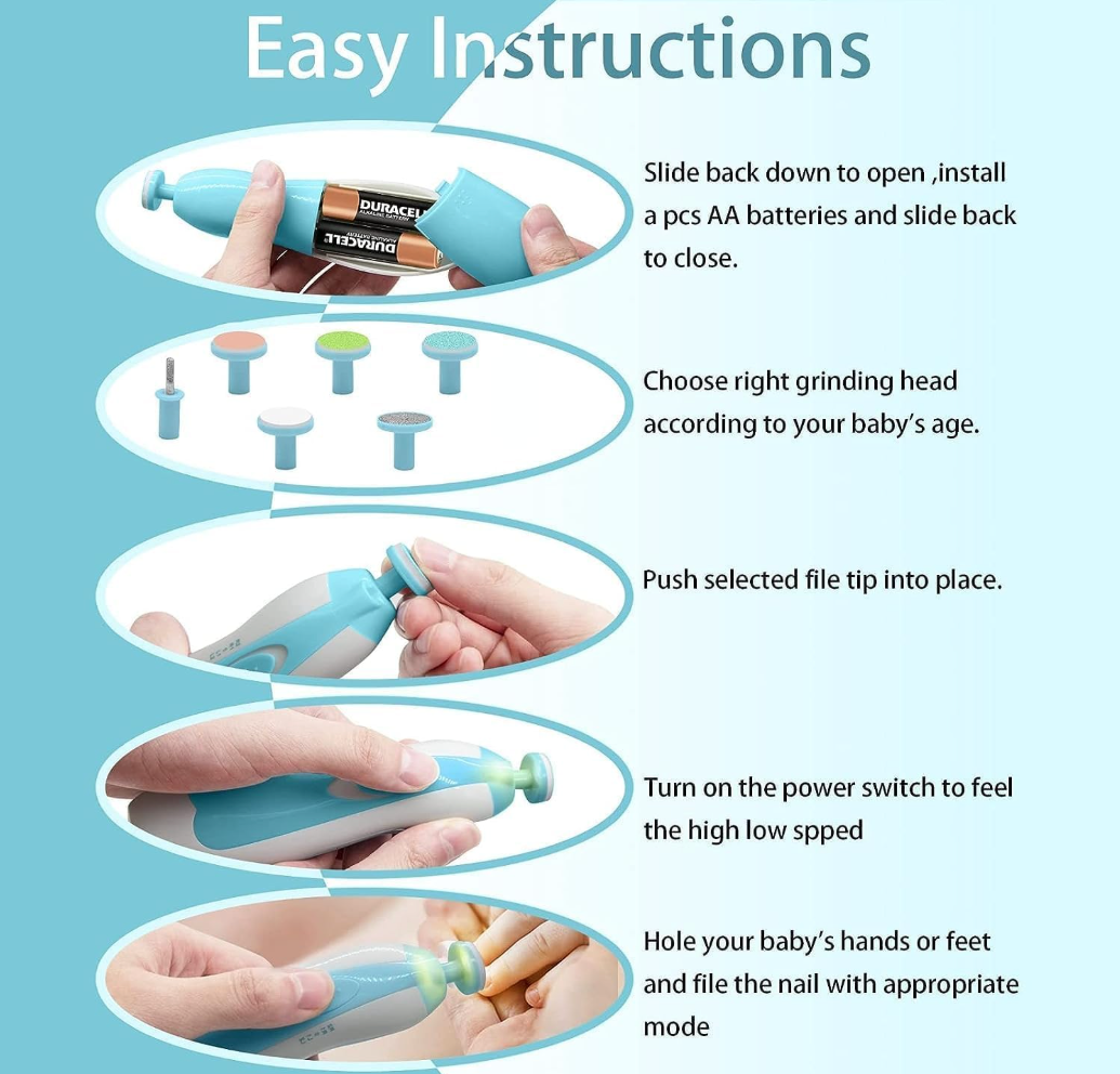 TinyTrim Electric Baby Nail Trimmer – Safe & Gentle Care!