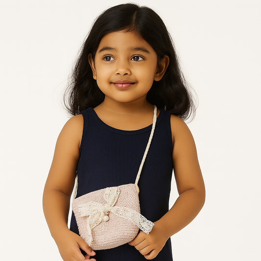 Korean Style Cute Mini Jute Sling Bag For Kids and Girls