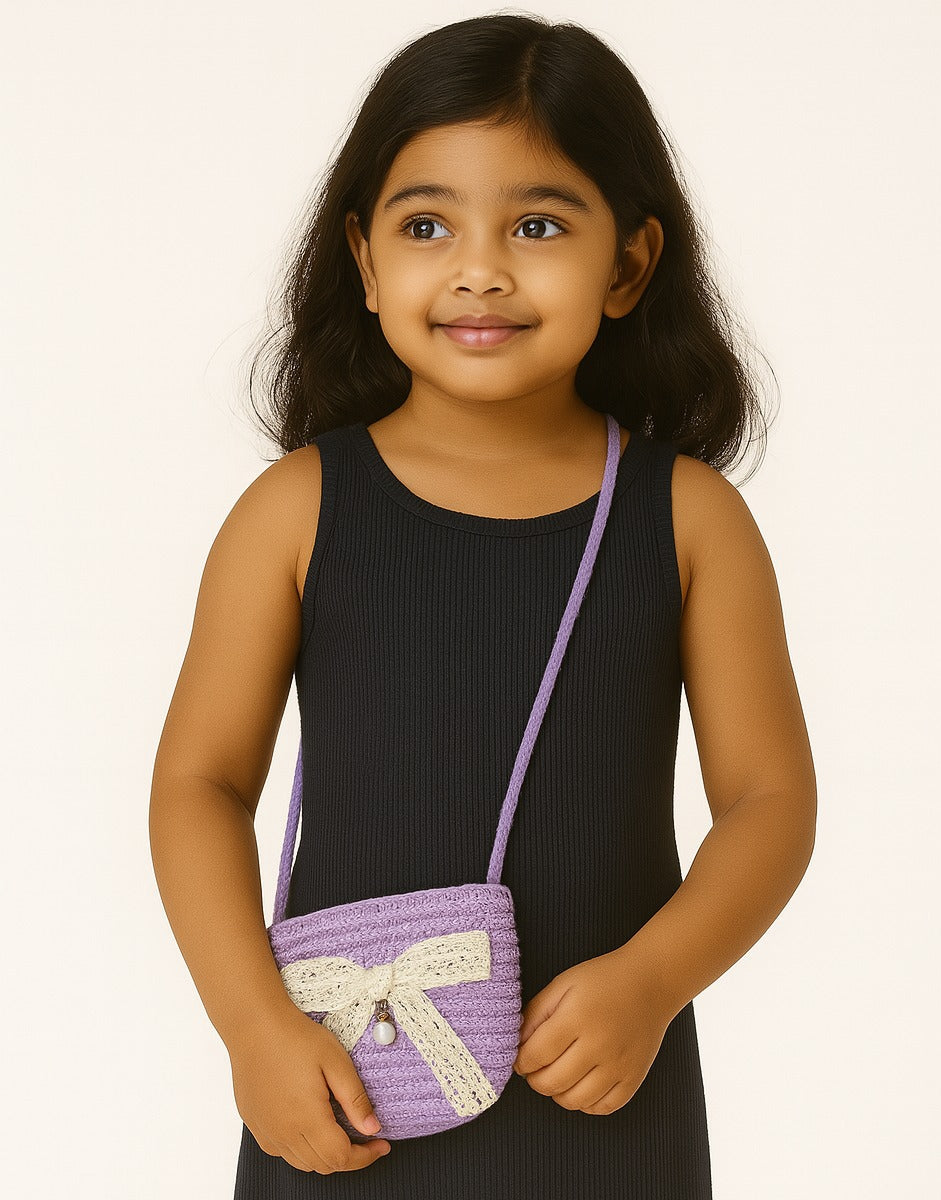 Korean Style Cute Mini Jute Sling Bag For Kids and Girls
