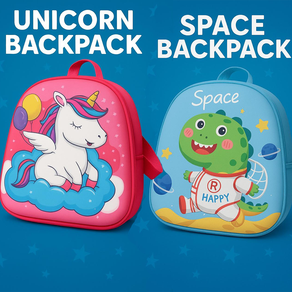 Whimsical Character Kids’ Backpacks – Unicorn Dream & Dino Explorer